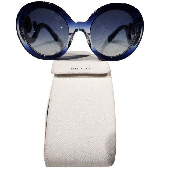 Prada Blue Round Baroque Sunglasses - Picture 2 of 10
